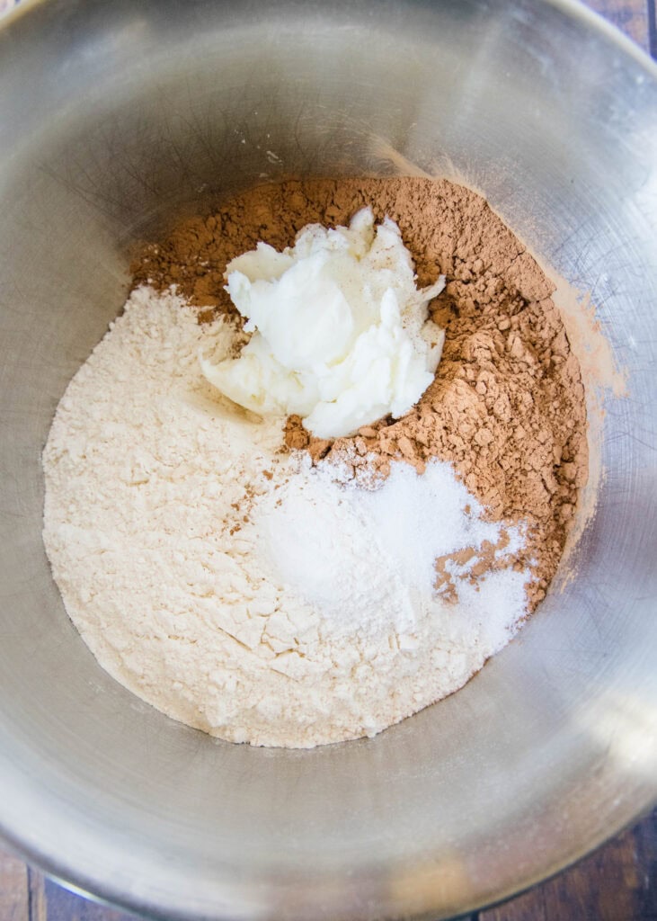 brownie mix ingredients in mixer