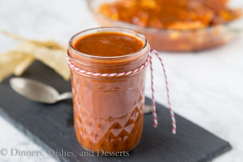homemade enchilada sauce in a cup