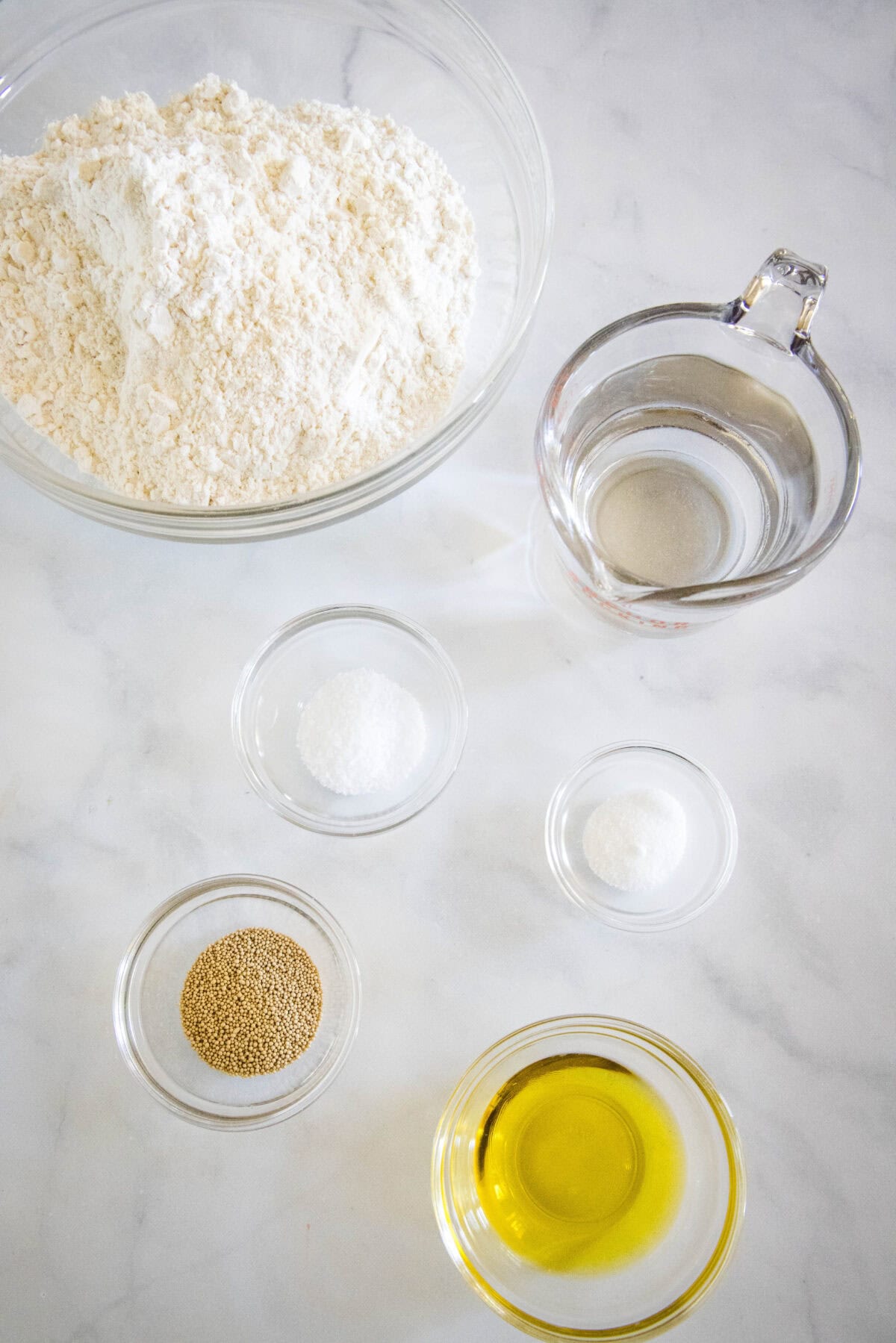 Ingredients for homemade pita bread.