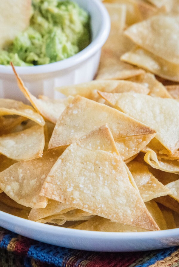 cropped close up homemade tortilla chips