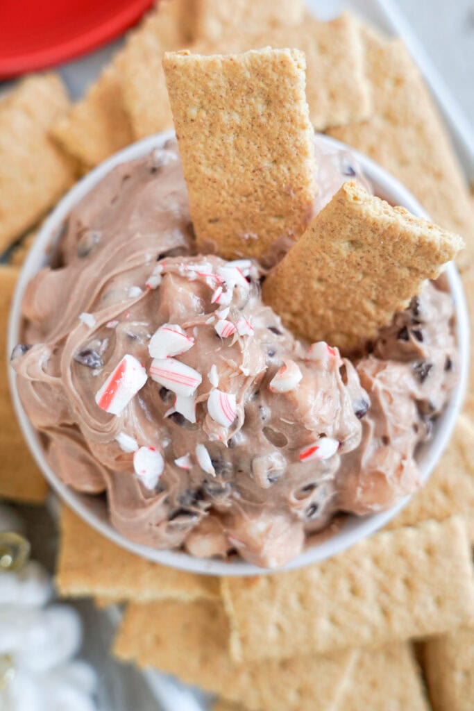 looking down on a bowl of hot chocolate dip