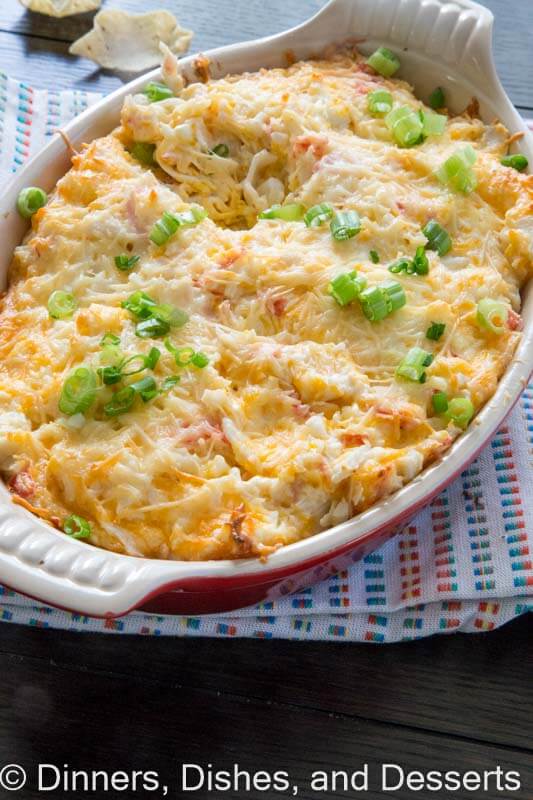 hot crab dip in a dish