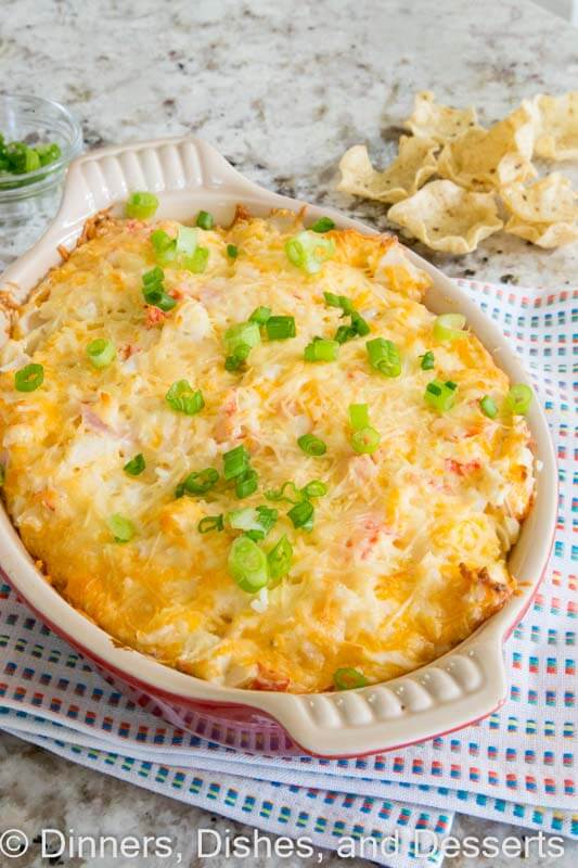hot crab dip in a dish