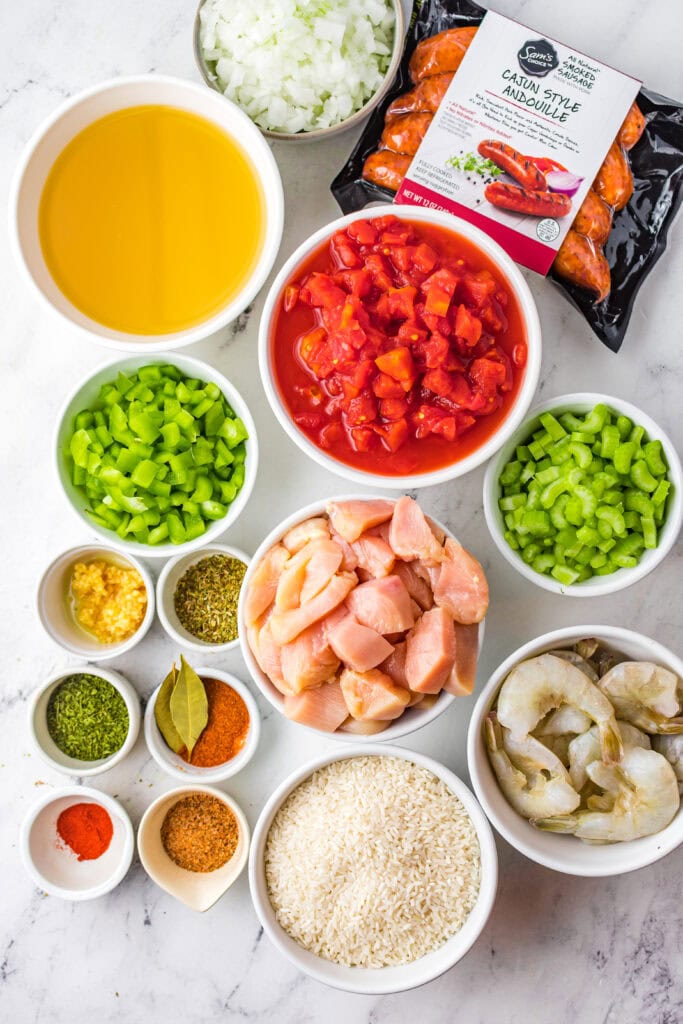 Ingredients for slow cooker jambalaya