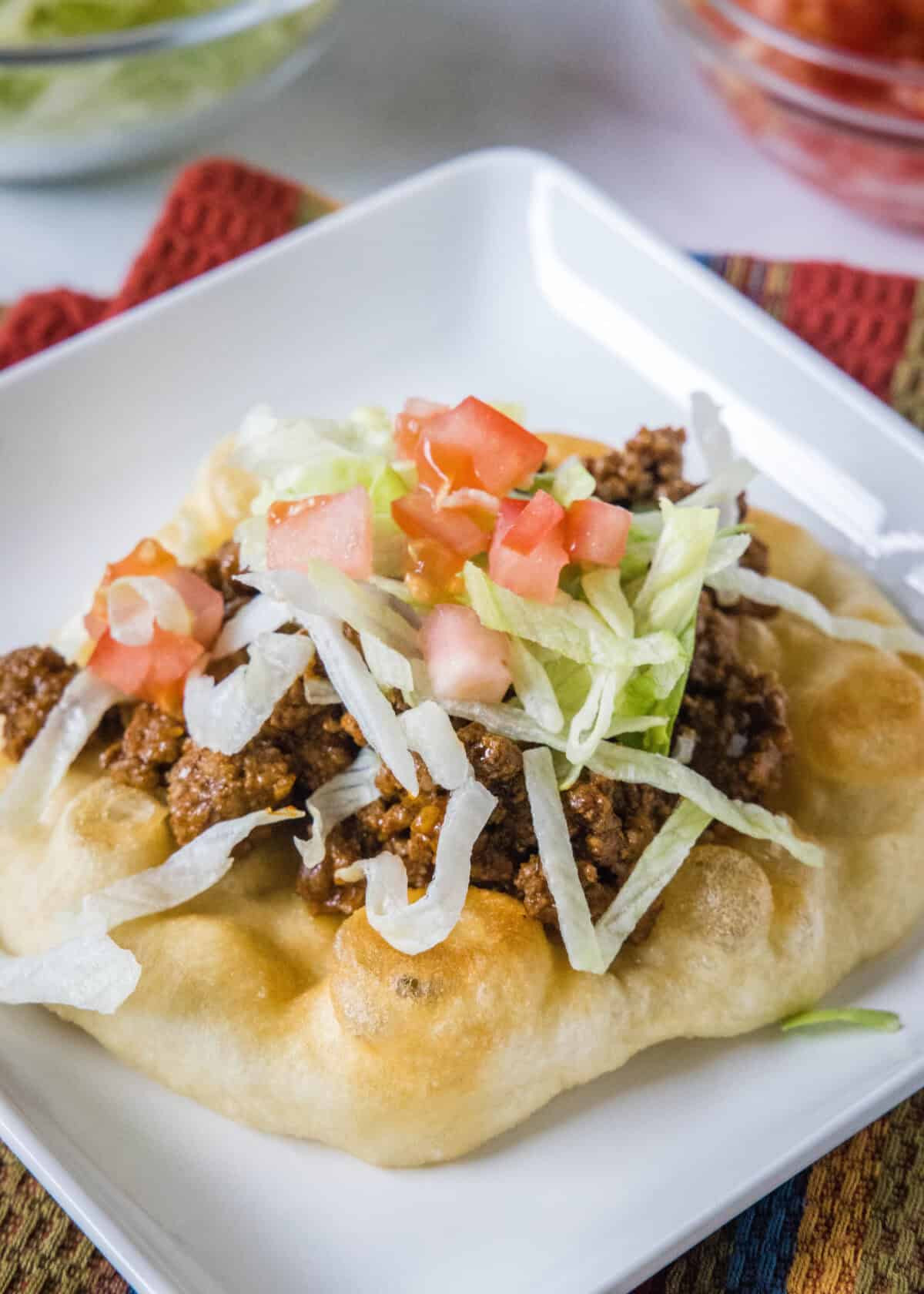 looking down on fry bread taco