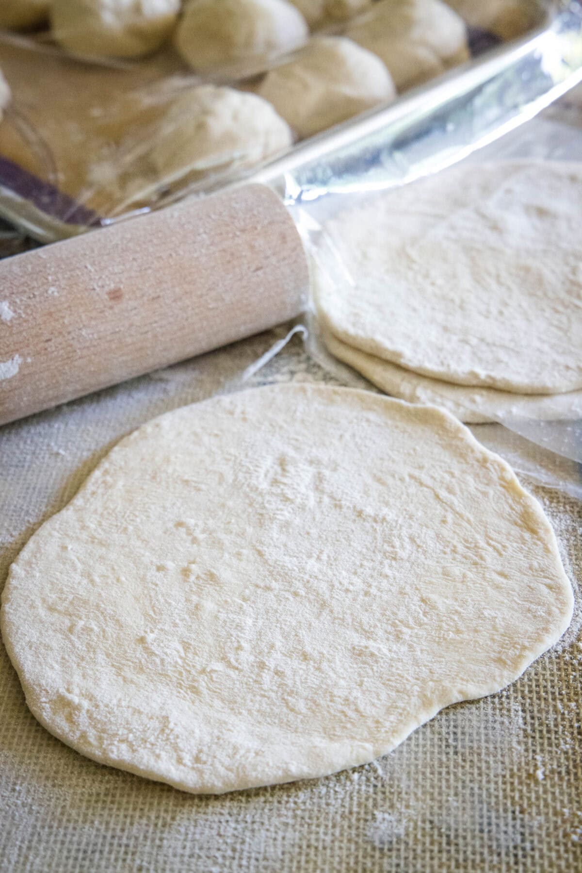 rolling fry bread into disks