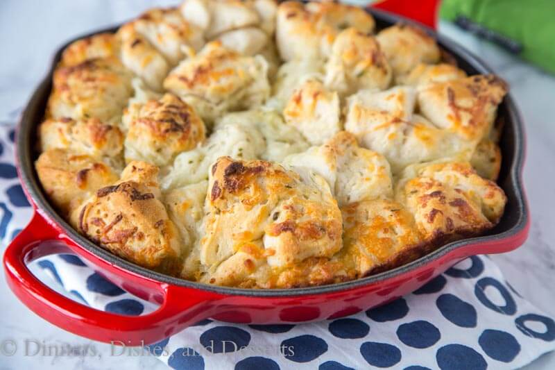 italian cheese pull apart bread in a pan