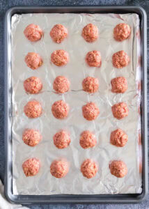 meatballs on baking sheet