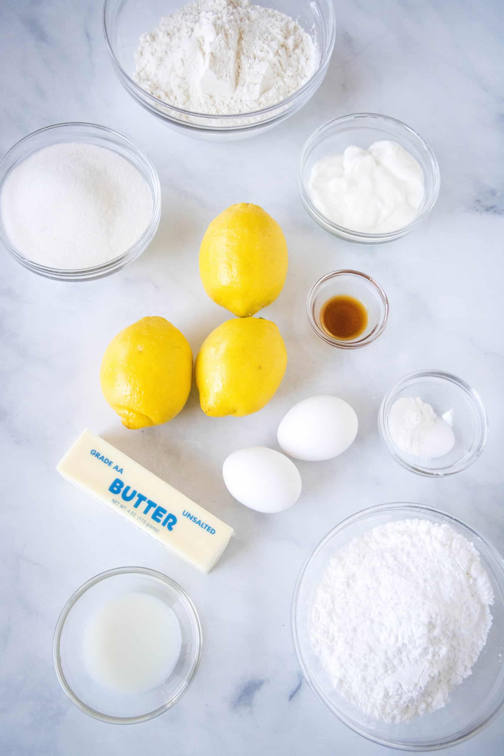 Lemon loaf ingredients.