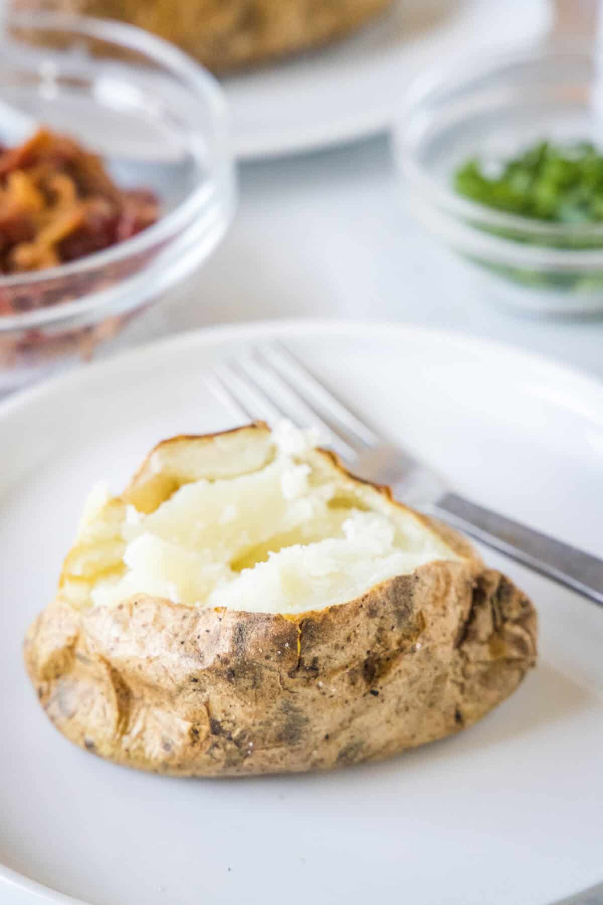 baked potato cut in half