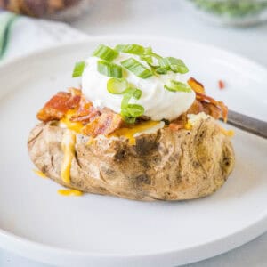 cropped close up loaded baked potatoes
