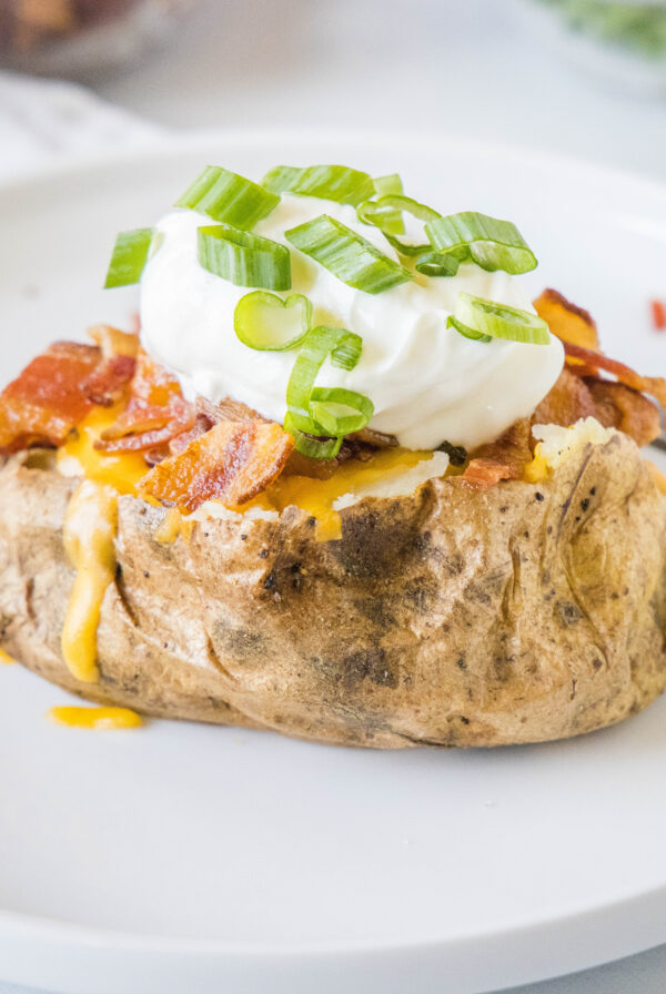 cropped close up loaded baked potatoes