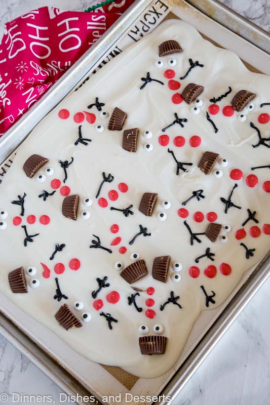 melted looking snowman made with white chocolate