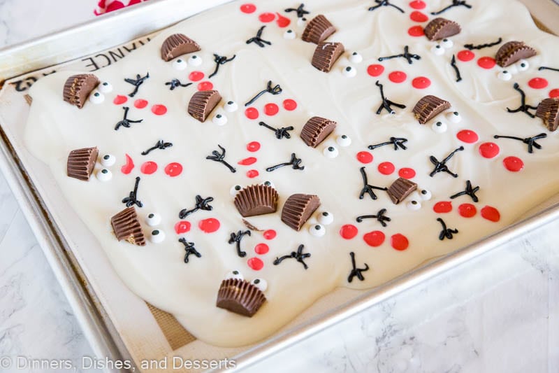 melted looking snowman made with white chocolate