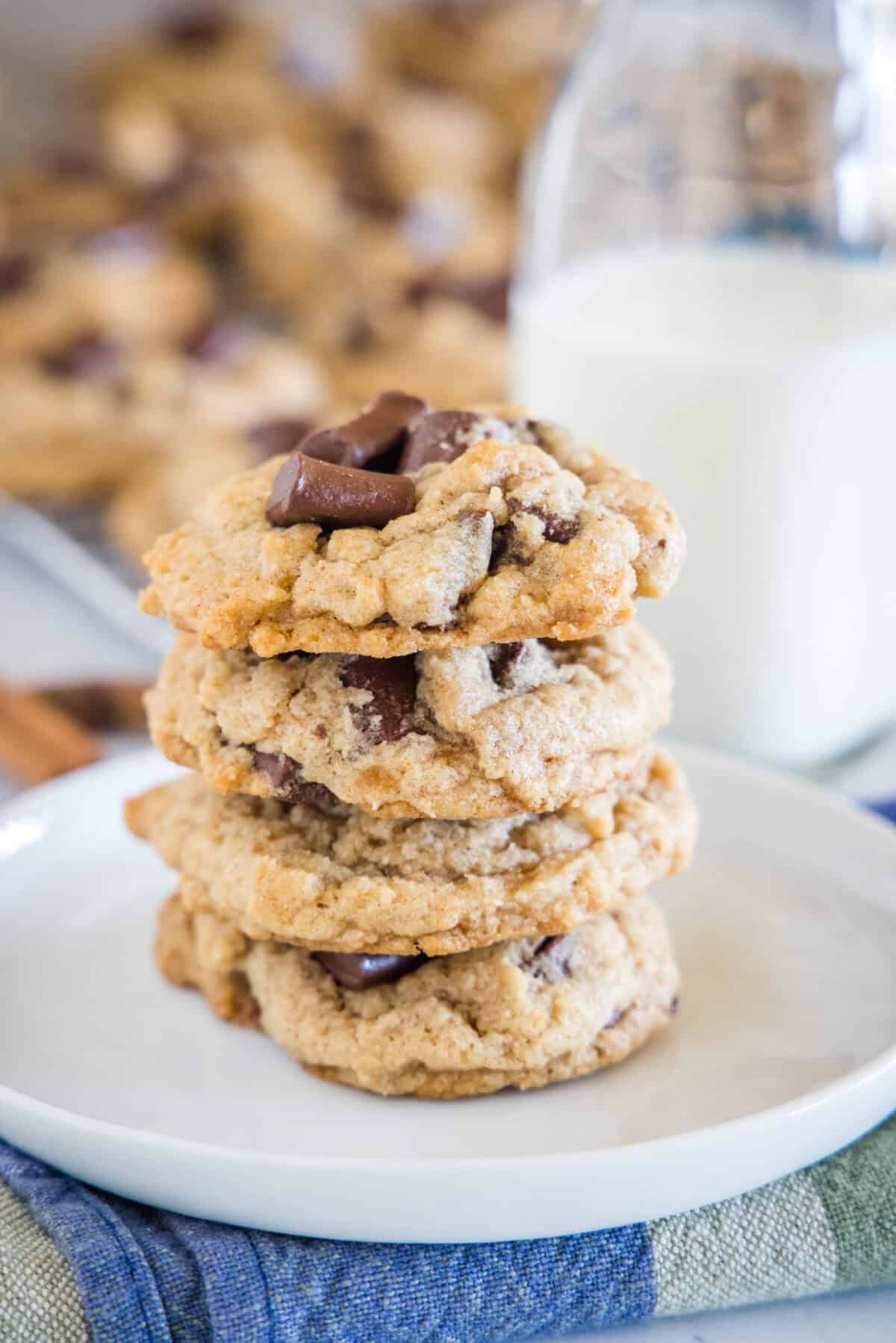 stacked mexican chocolate chip cookies on a plate