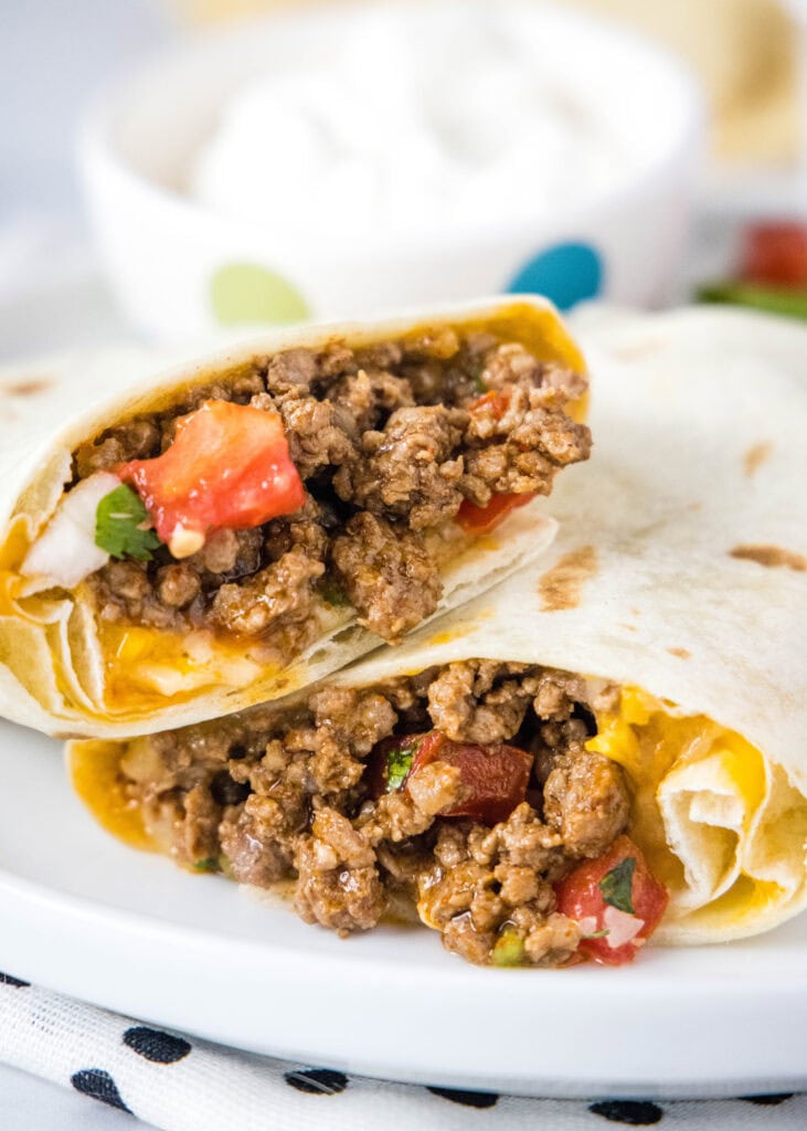 meximelt cut in half on a white plate