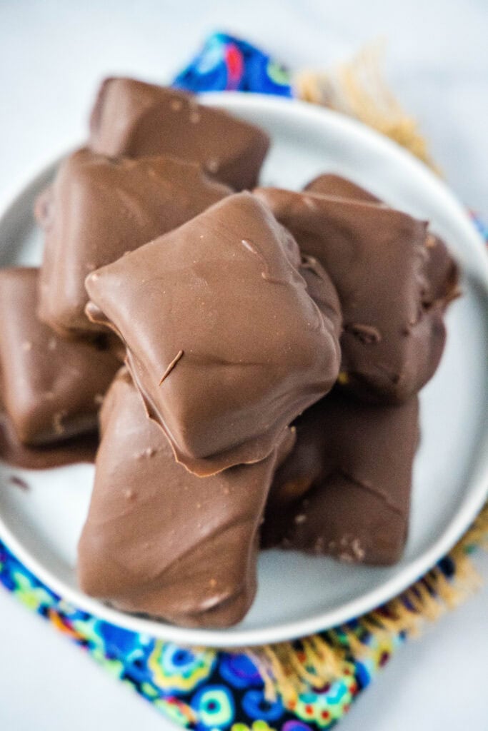 milky way candy on a white plate