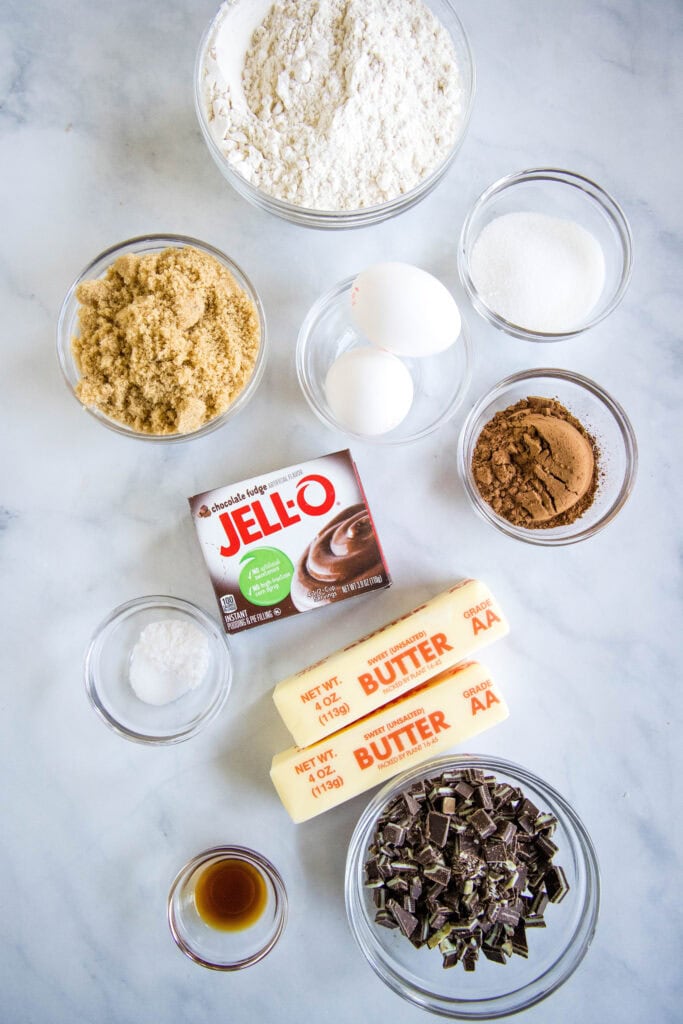 chocolate pudding cookies ingerdients