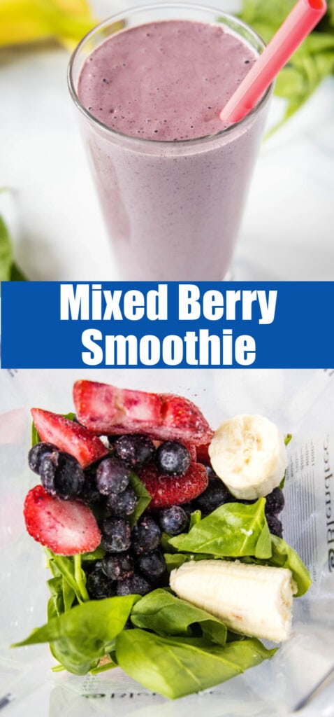 collage of berry smoothie for pinterest