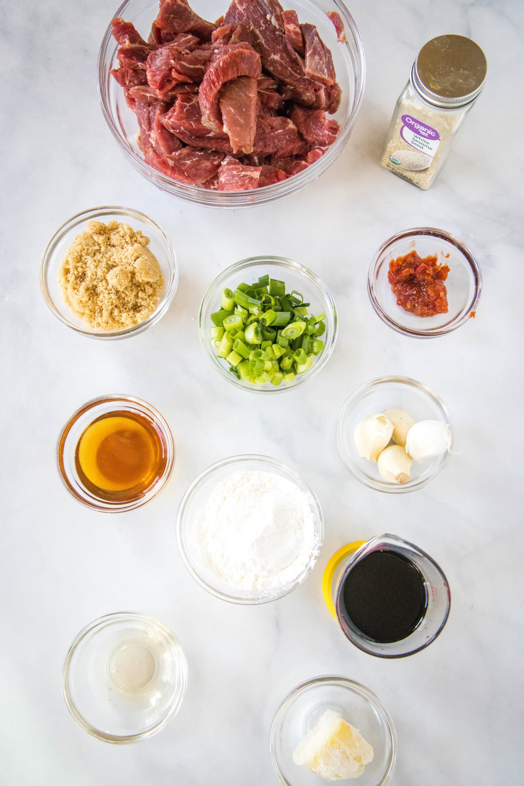 Mongolian beef ingredients.