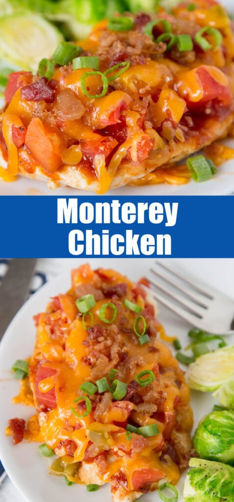 close up chicken topped with cheese and bacon