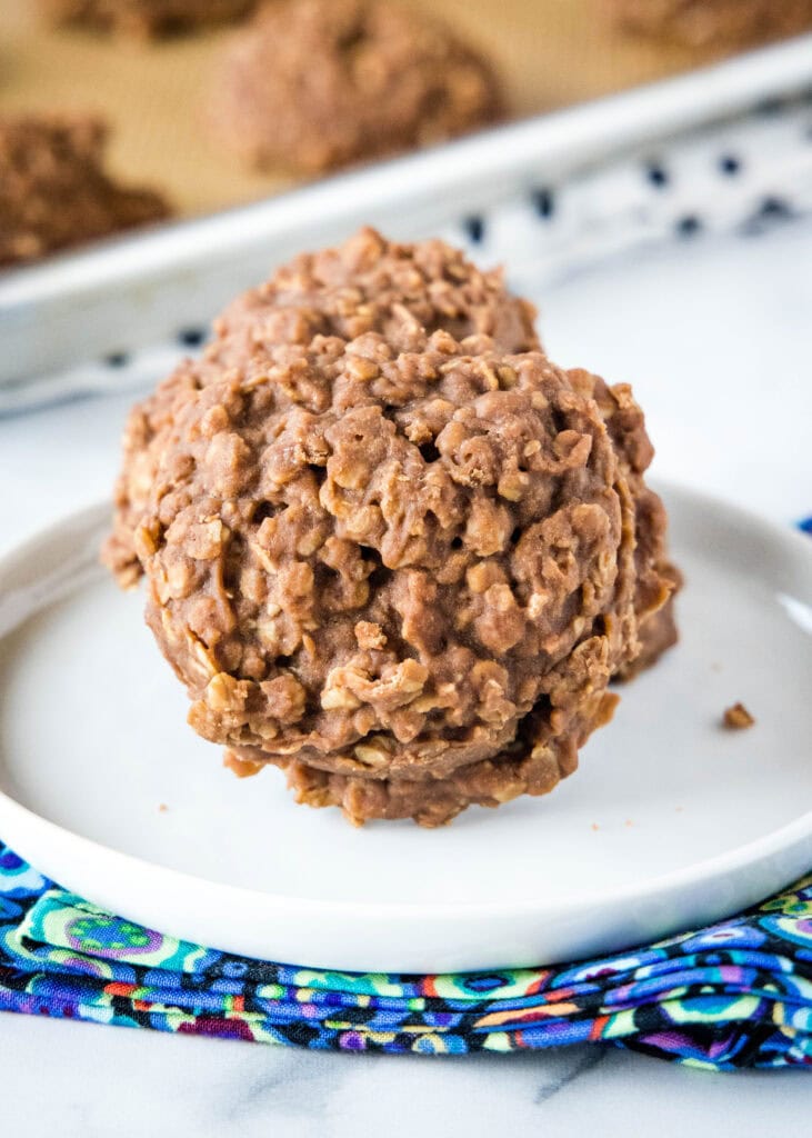 no bake cookies on a white plate