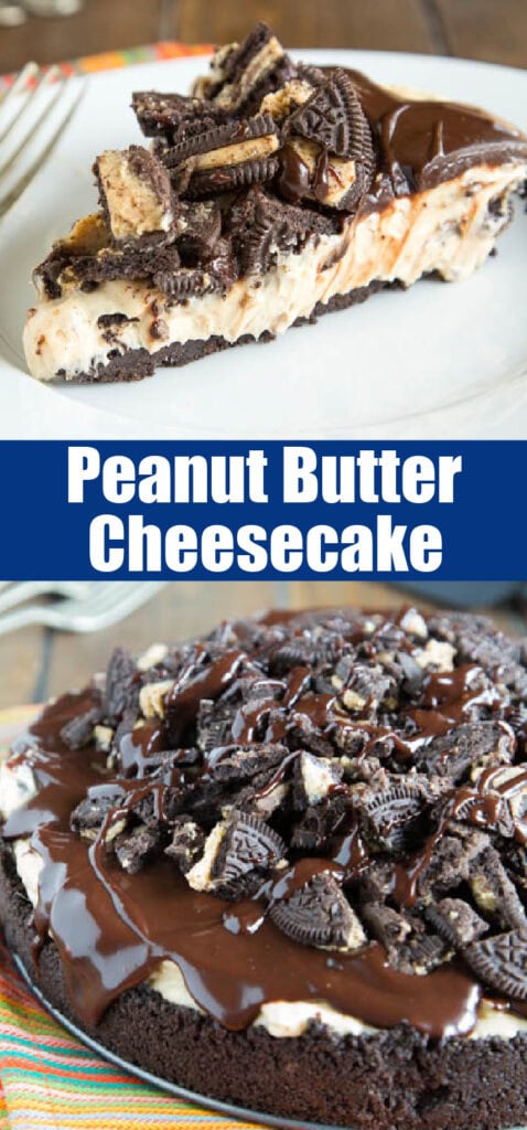 close up no bake peanut butter cheesecake