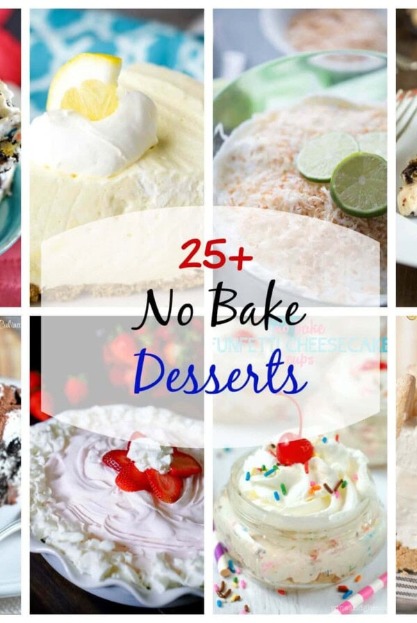 Over 25 No Bake Dessert Recipes to get you ready for summer. No need to heat up your kitchen to have dessert all summer long. Lots of great ideas to get you started.