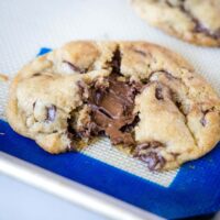 close up nutella in the center of a cookie