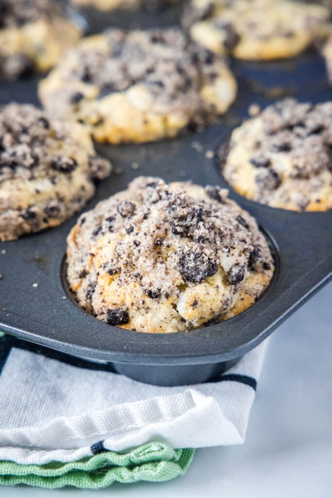 Baked Oreo Muffins in muffin tin
