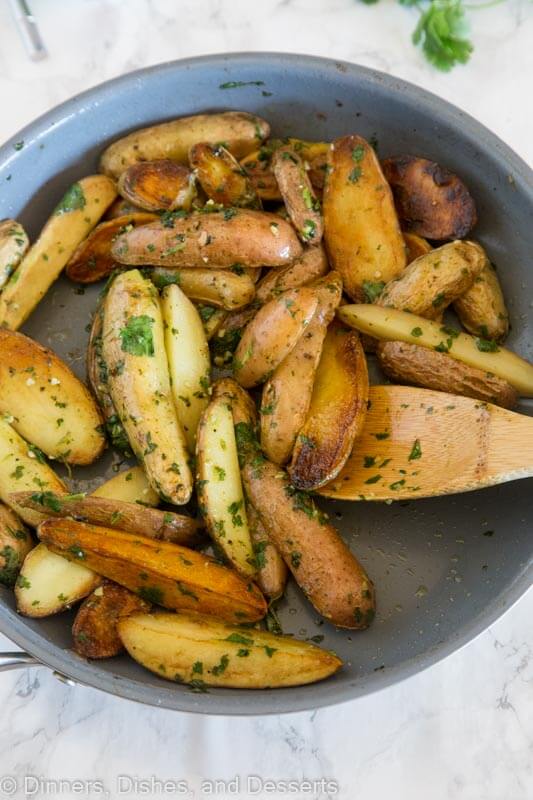 A plate of food, with Potato and Mojo