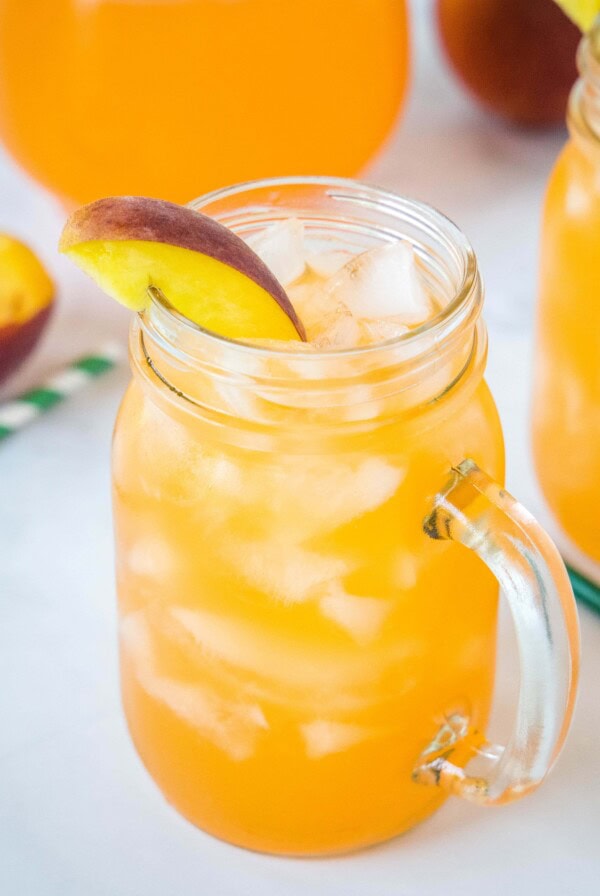 close up of peach lemonade