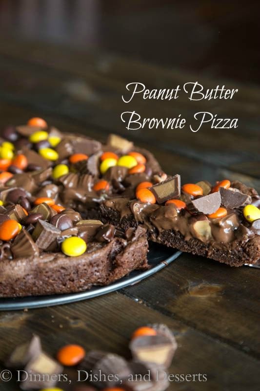 peanut butter brownie pizza on a plate