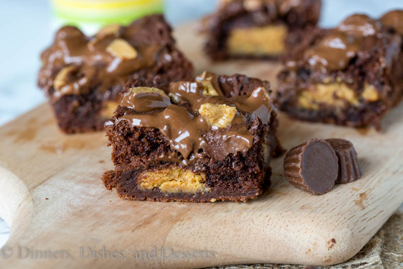 peanut butter cup brownie on a board