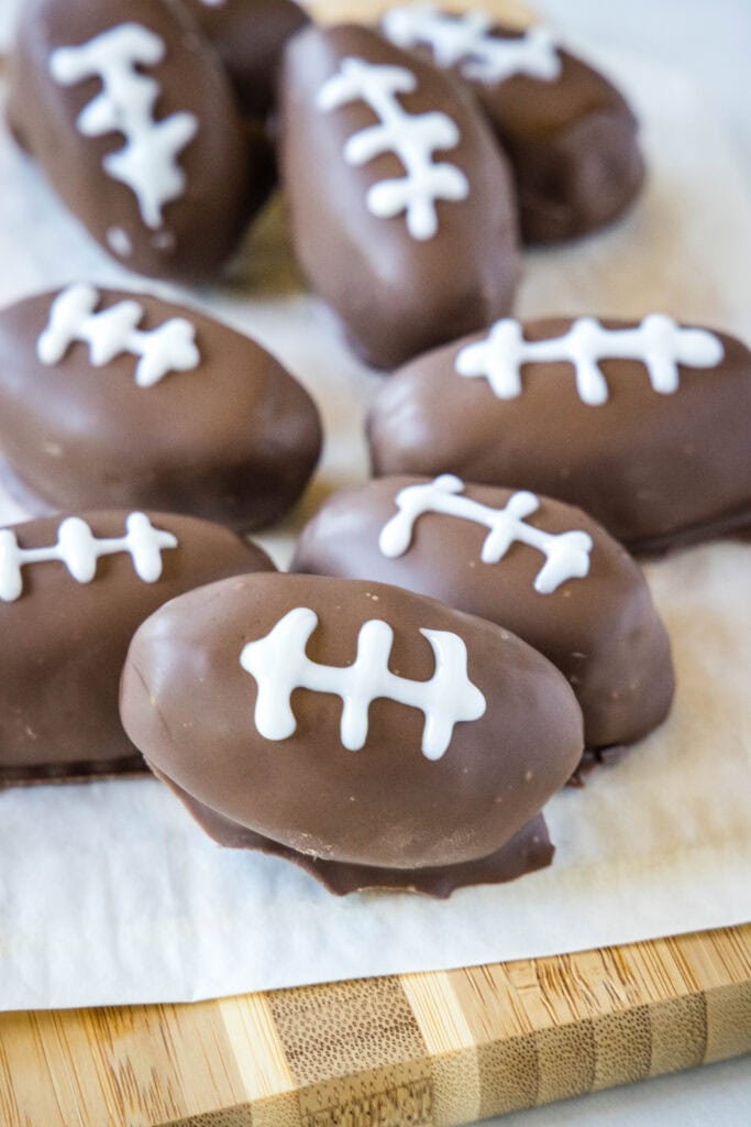 peanut butter footballs on a board