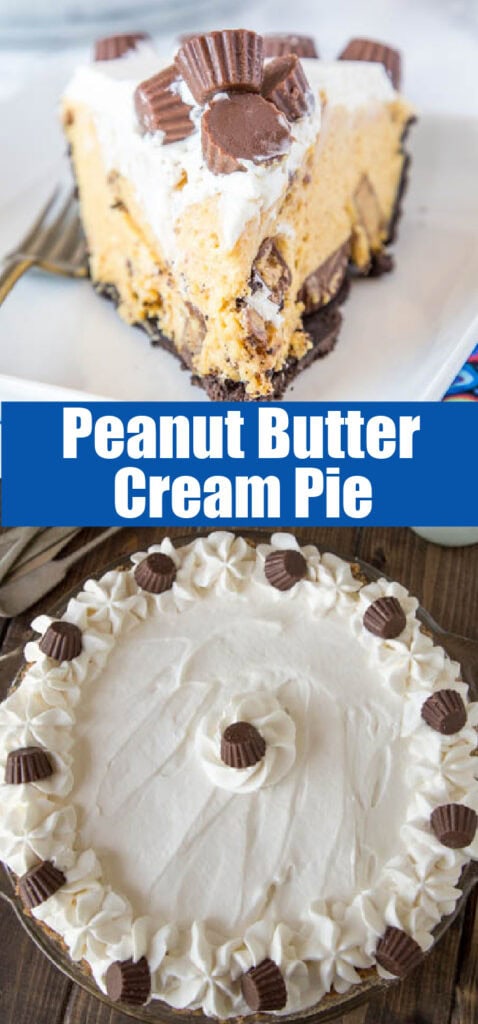 close up no bake peanut butter pie