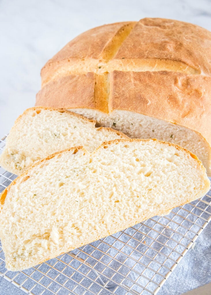 sliced potato bread on cooling rack