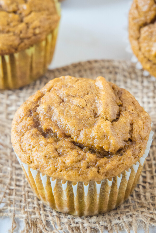 cropped close up pumpkin banana muffin