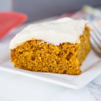 Pumpkin Bars - Light and fluffy pumpkin bars with all those delicious fall spices.  Topped with homemade cream cheese frosting for a delicious pumpkin dessert!
