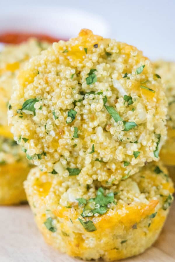 cropped close up quinoa bites on a board