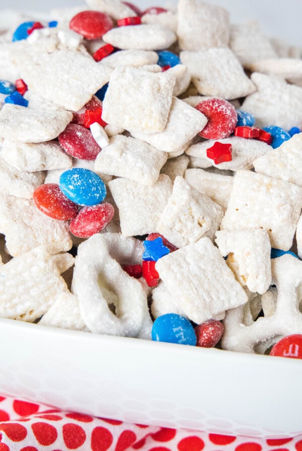 square image, red white blue muddy buddies
