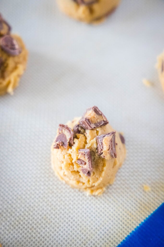 cookie dough on a baking sheet