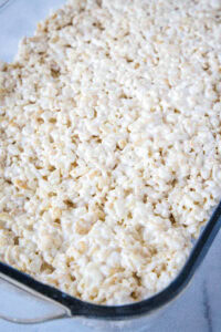 rice krispie treats in baking pan