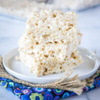 cropped close up stacked cereal treats on a plate