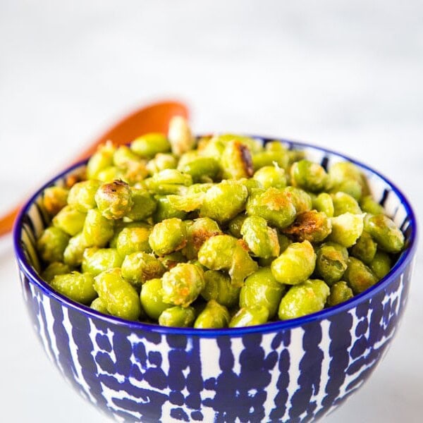 A bowl of food edamame