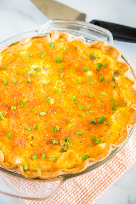 Light and fluffy quiche recipe with breakfast sausage