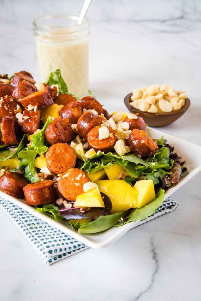 Sausage and Wild Rice salad with a creamy yogurt dressing