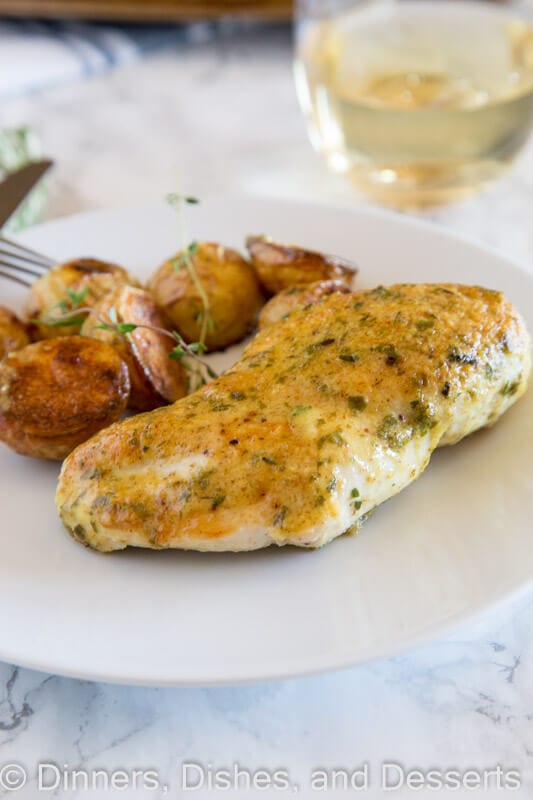 sheet pan chicken with potatoes on a plate