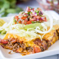 cropped close up sheet pan taco on a plate