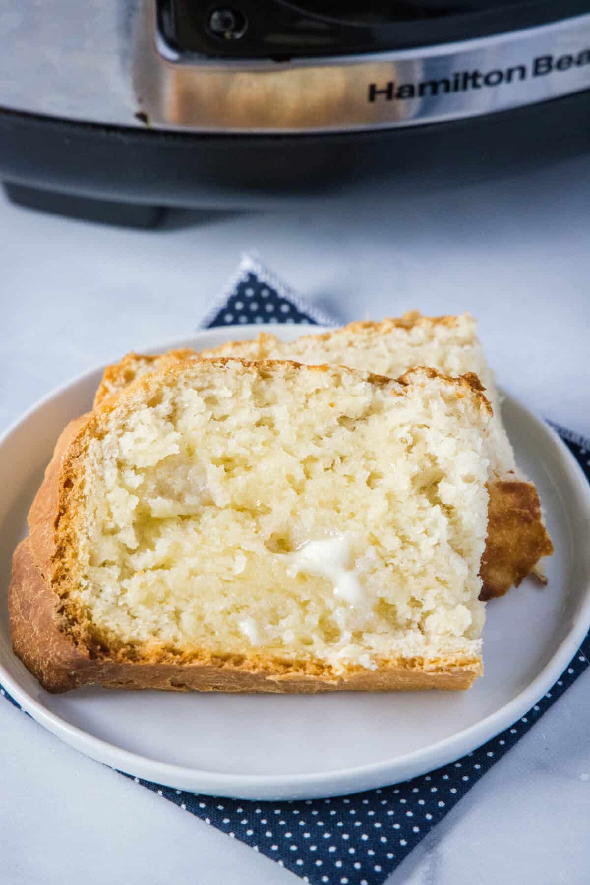 bread with butter on a plate